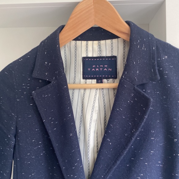 Pink Tartan Navy Blue Blazer with silver accents - Picture 2 of 11